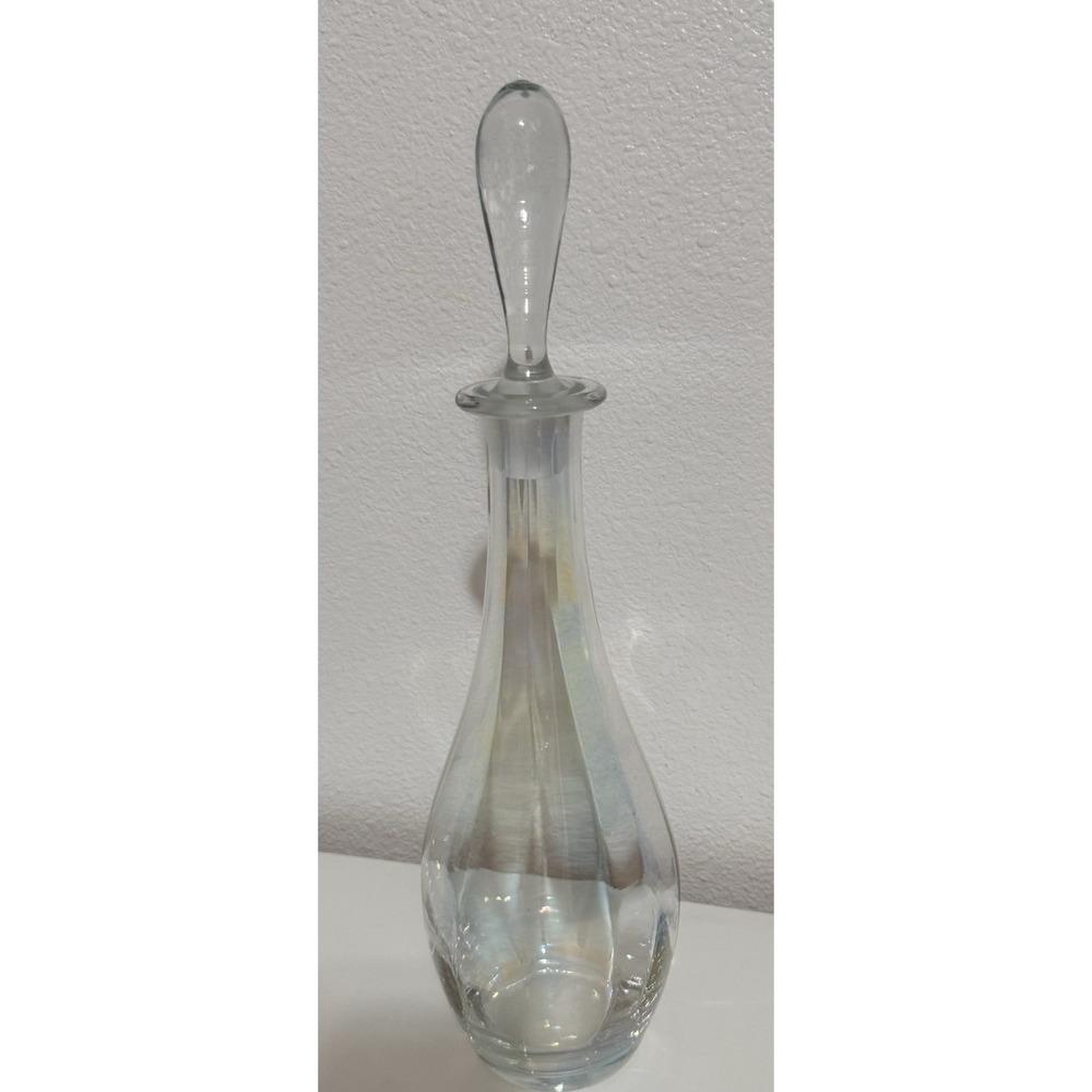 Vintage Toscany Handblown Iridescent Decanter Genie Bottle With Stopper 15" - Picture 14 of 16